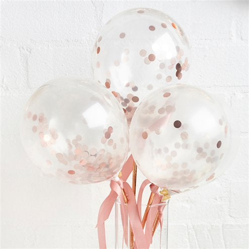 Hip Hip Hooray! Confetti Balloon - Rose Gold Foil (10 Pack)