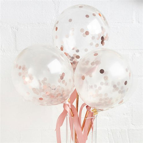 Hip Hip Hooray! Confetti Balloon - Rose Gold Foil (10 Pack)