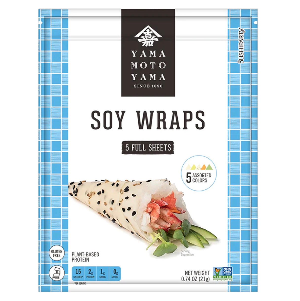 (YMY) Yamamoto Yama Soy Wraps 5 Assorted Colors (10 Half Sheets) 21g