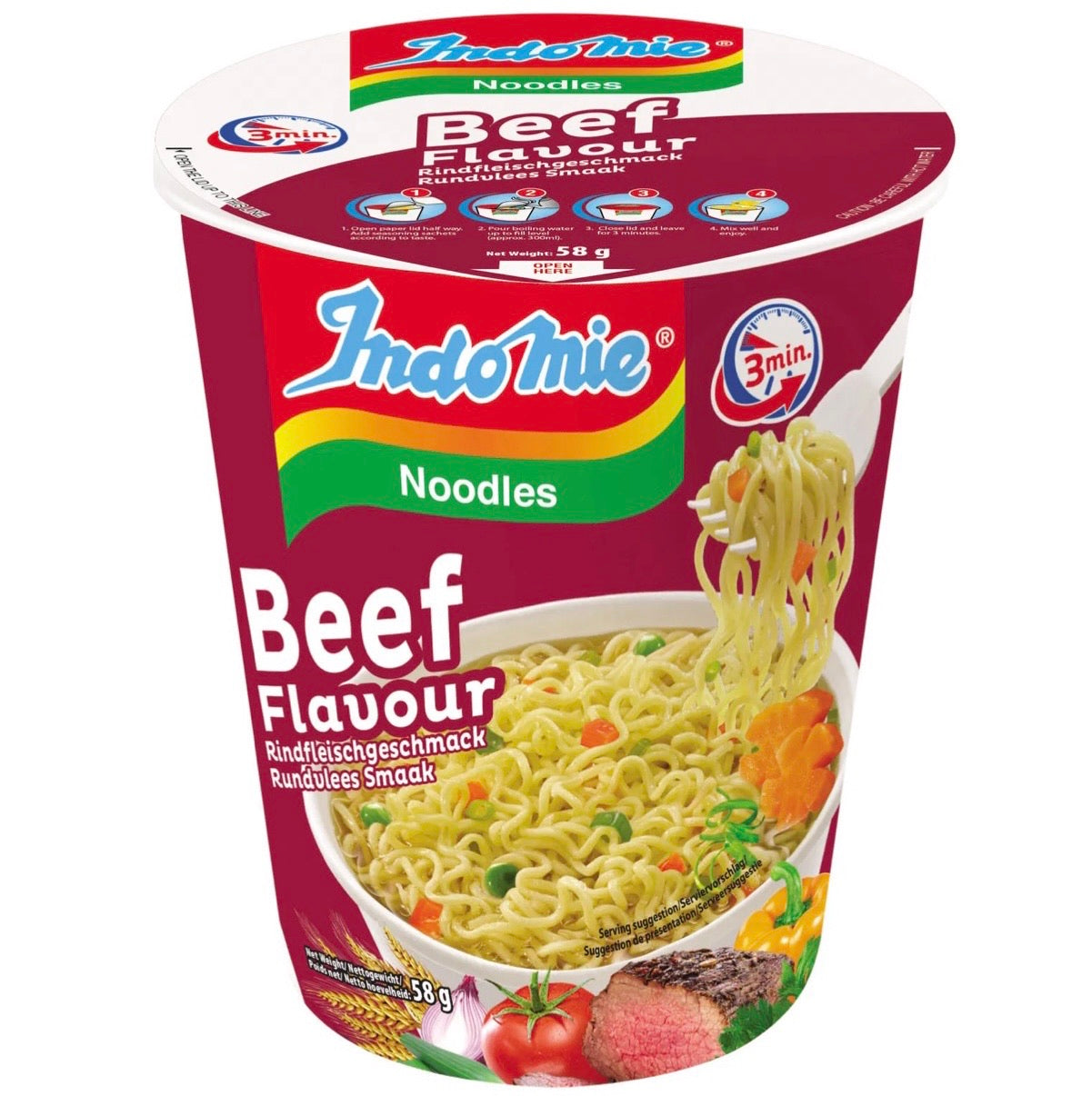 Indo Mie Beef Flavour Cup Noodles 58g - AOS Express