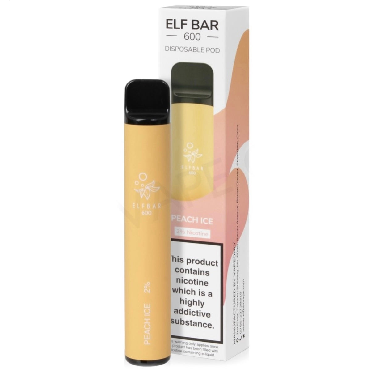 Elf Bar Peach Ice Disposable Pod Vape Device 1pc