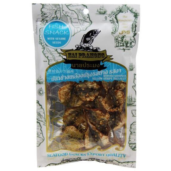 Nai Pramong  Fish Snack With Sesame Seeds (Roasted Seasoned Yellow Stripe Trevally) 40g - Asian Online Superstore UK