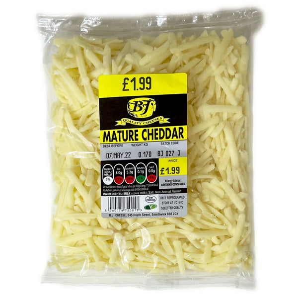 BJ Grated Mature Cheddar Cheese 170g - AOS Express