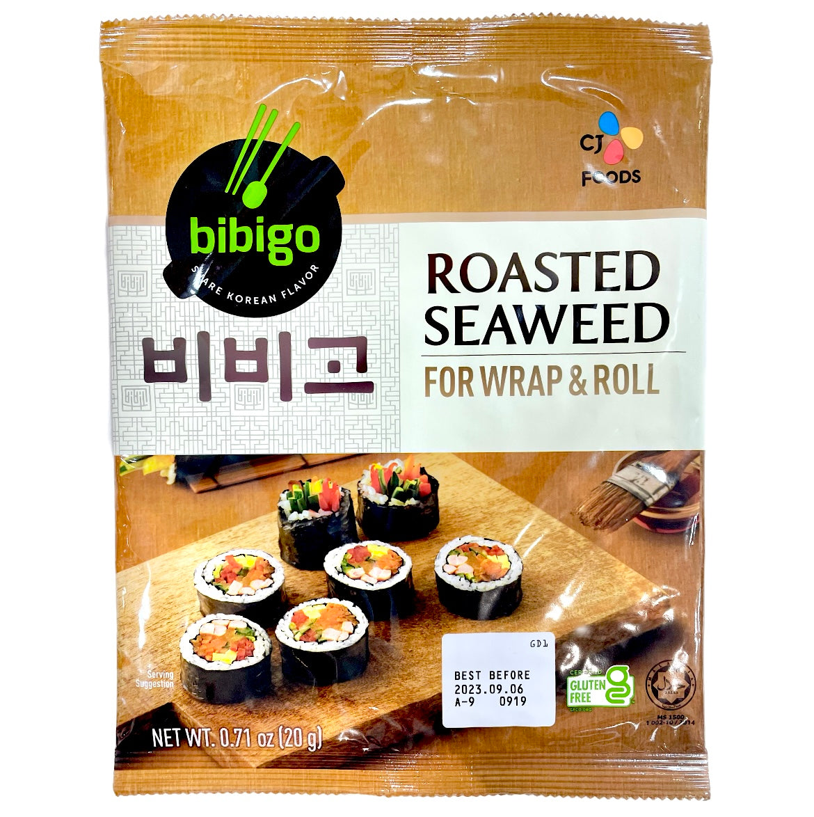 CJ Bibigo Roasted Seaweed  For Wrap & Roll 1pack(10 sheets) 20g