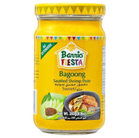 Savor the rich, sweet flavor of Barrio Fiesta Sweet Bagoong 250g, a vibrant sautéed shrimp paste in a glass jar.