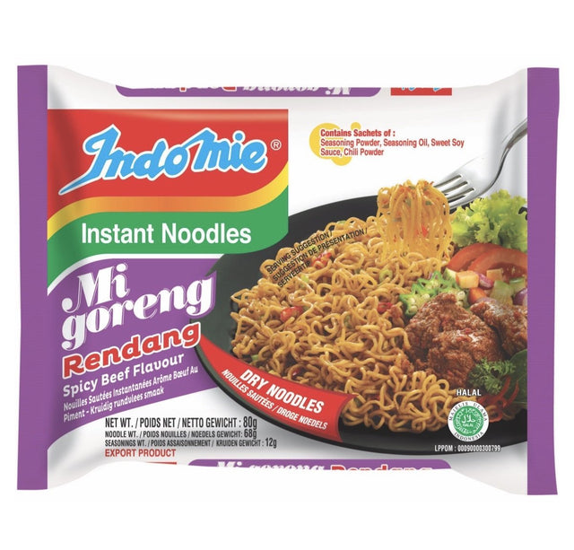 Indo Mie Mi Goreng Rendang (Spicy Beef Flavour Instant Noodle) 1Box (40x80g) 3.2kg - Asian Online Superstore UK