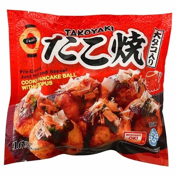 J - Basket Takoyaki 16pc (Cooked Pancake Ball with Octopus) 480g - Asian Online Superstore UK