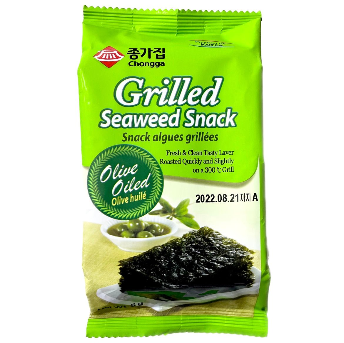 Jongga Grilled Seaweed Snacks (Olive) 5g - Asian Online Superstore UK