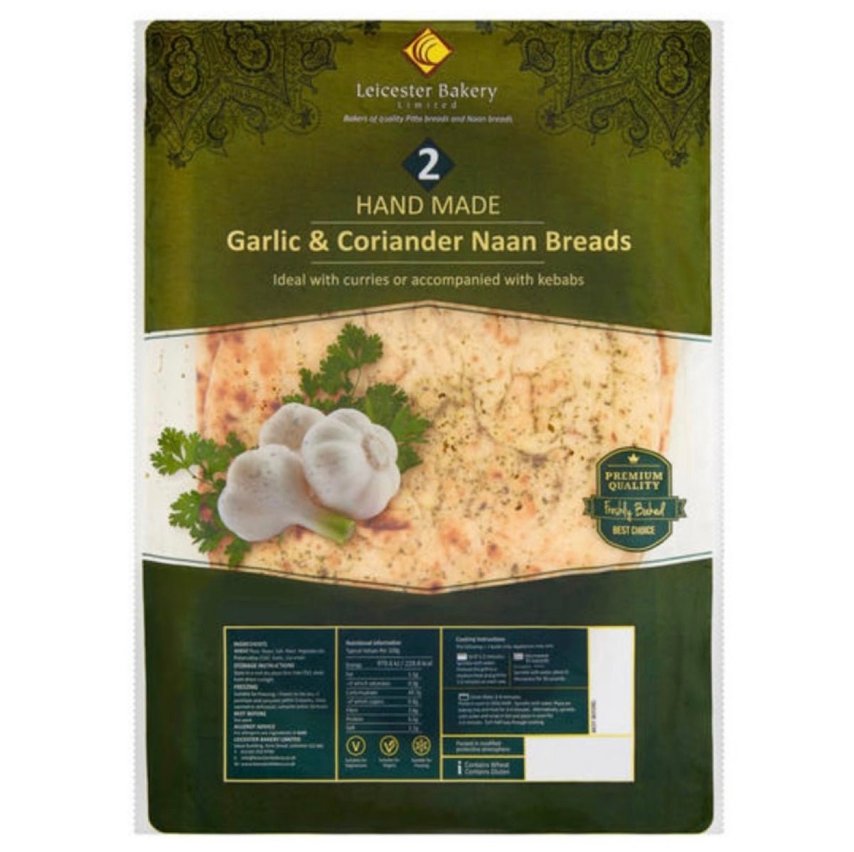Leicester Bakery Garlic Naan Bread Large (2’s) 520g - Asian Online Superstore UK