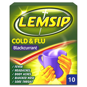 Lemsip Max Cold & Flu Blackcurrant with Paracetamol (10x30g Sachet) 300g | Asian Grocery UK