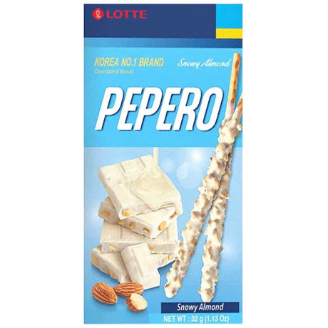 Lotte Pepero Snowy Almond Flavour Biscuit Sticks 32g - Asian Online Superstore UK