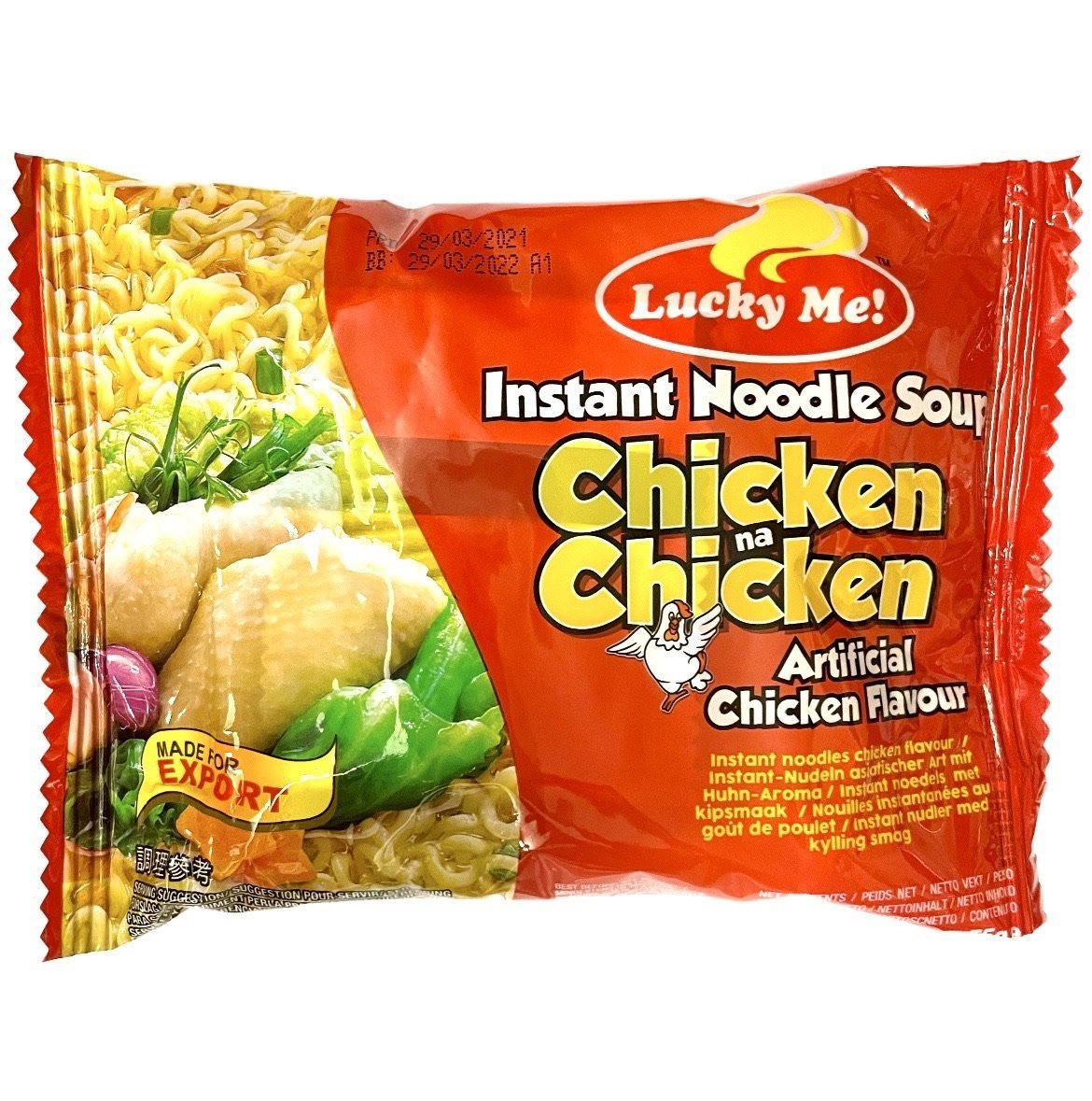Lucky Me Chicken Mami with Garnish Instant Noodle (Chicken na Chicken) 1Box (24x55g)1.32kg - Asian Online Superstore UK