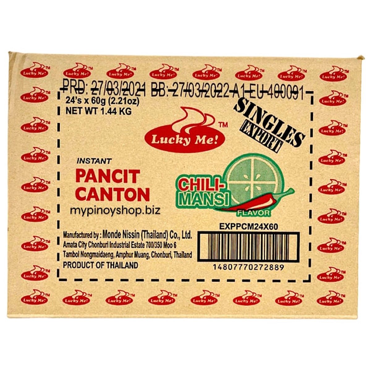 Lucky Me Pancit Canton ChiliMansi (Instant Fried Noodle/Chowmien) 1Box (24x60g) 1.44kg - Asian Online Superstore UK