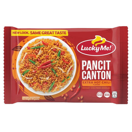 Lucky Me Pancit Canton Hot Chili Flavor (Instant Fried Noodle) 80g - Asian Online Superstore UK