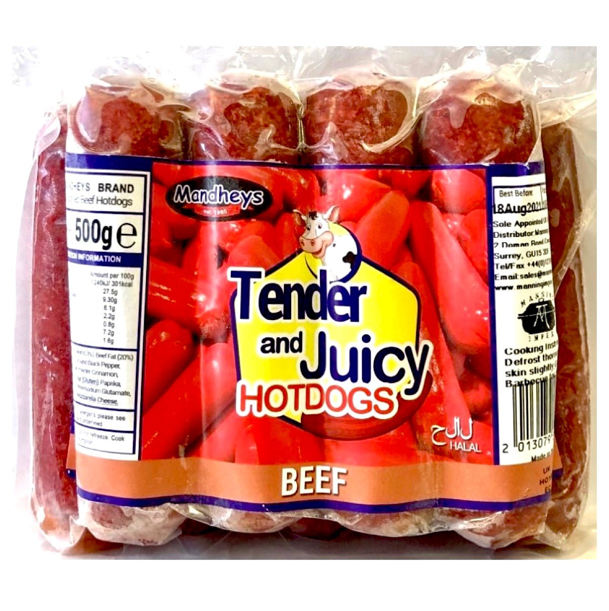 Mandhey’s Manyaman Tender & Juicy Beef Hotdogs 500g - Asian Online Superstore UK
