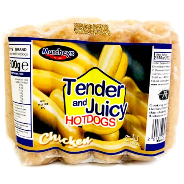 Mandhey’s Manyaman Tender & Juicy Chicken Hotdogs 500g - Asian Online Superstore UK