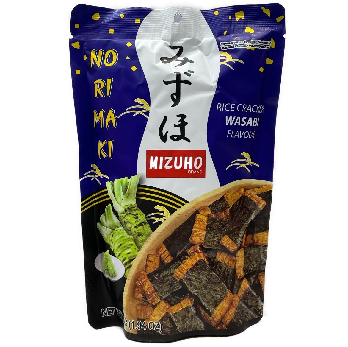 Mizuho Brand Rice Cracker Wasabi Flavour (Norimaki) 55g - Asian Online Superstore UK