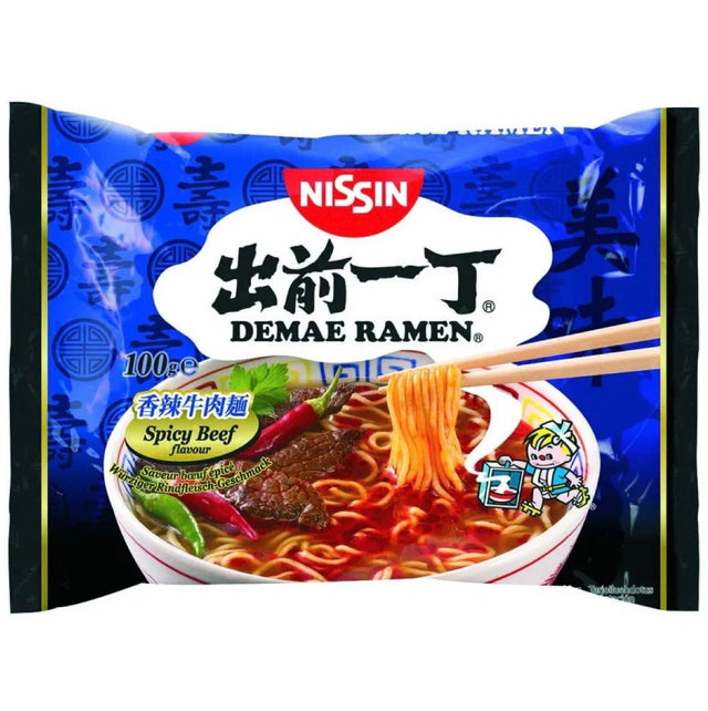 Nissin Demae Ramen Spicy Beef Flavour Instant Noodles 100g - Asian Online Superstore UK