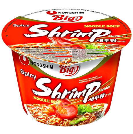Nongshim Big Bowl Spicy Shrimp Flavour Noodle Soup 115g - Asian Online Superstore UK