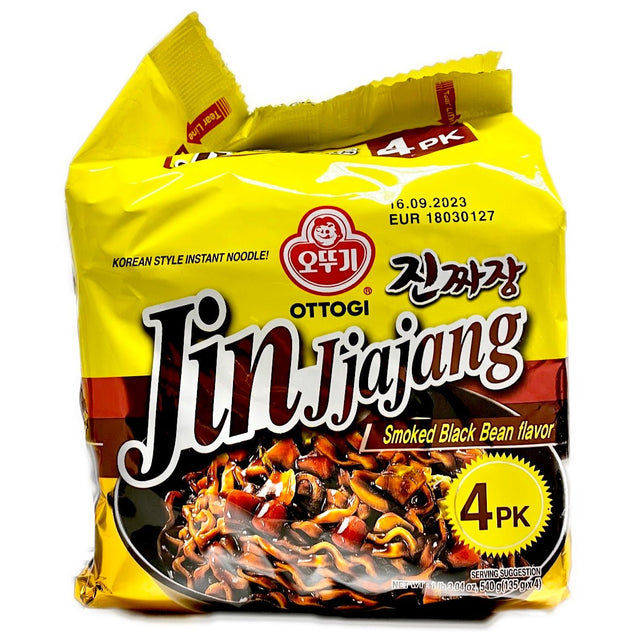 Ottogi Jin Jjajang Ramen Smoked Black Been Flavour (Stir Fried Noodle) 4x135g - Asian Online Superstore UK