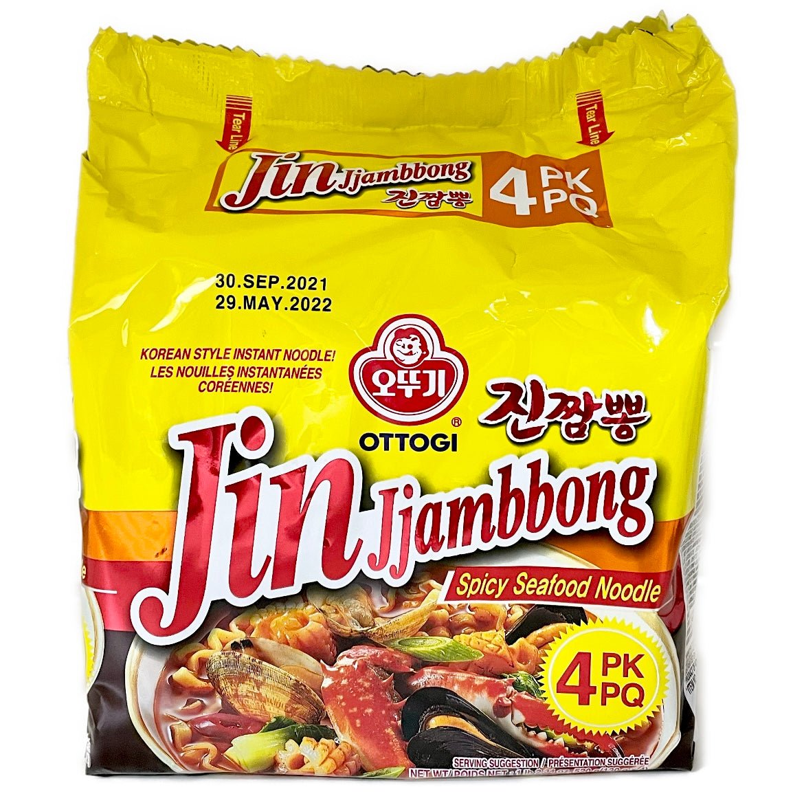 Ottogi Jin Jjambbong Ramen (Spicy Seafood) Instant Noodle 4x130g - Asian Online Superstore UK
