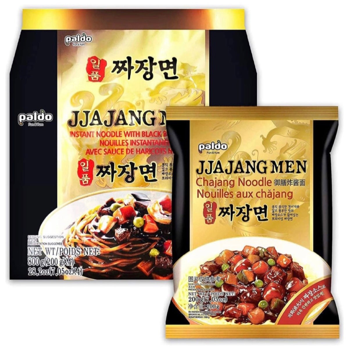 Paldo Jjajangmen Ramen Instant Noodles (4x200g) 800g - Asian Online Superstore UK
