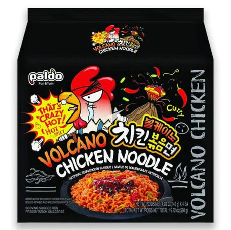 Paldo Volcano Chicken Instant Noodles (Hot & Spicy Chicken Flavour 4x140g) 560g - Asian Online Superstore UK