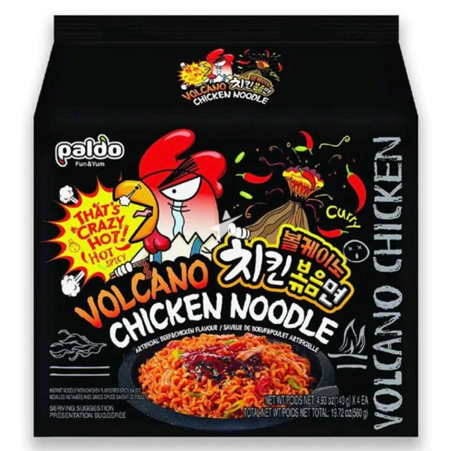 Paldo Volcano Chicken Instant Noodles (Hot & Spicy Chicken Flavour 4x140g) 560g - Asian Online Superstore UK