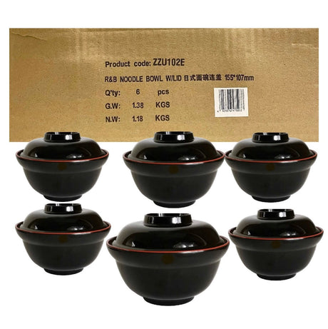 R&B Noodle Bowl With Lid (155x107mm) 6pc - Asian Online Superstore UK