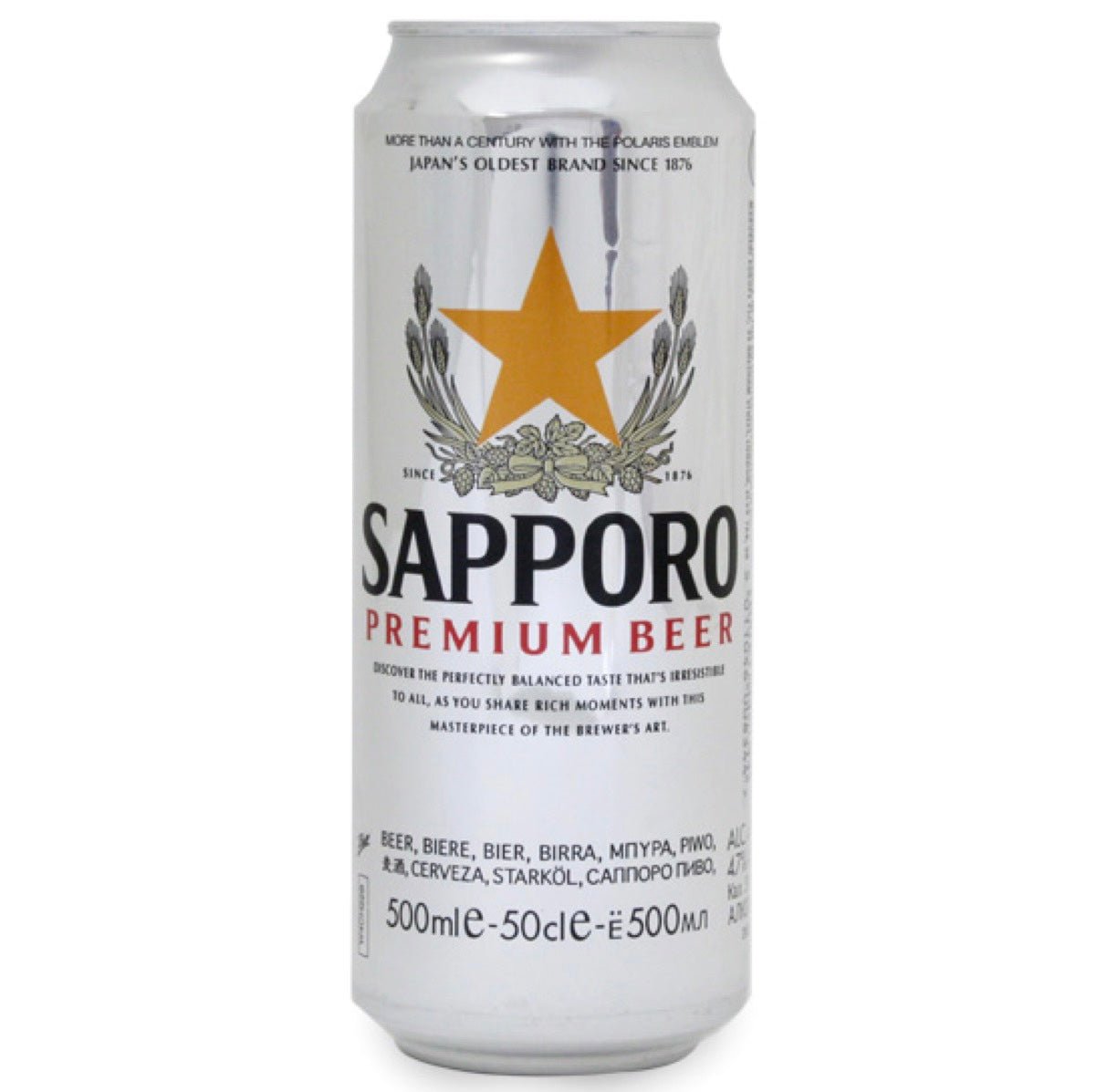 Sapporo Premium Beer (4.7% alc.) 500ml - Asian Online Superstore UK