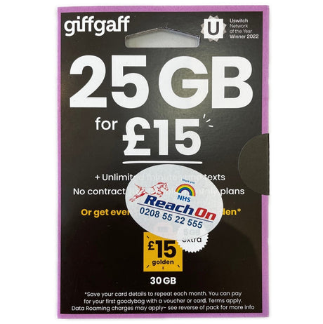Sim Giffgaff 25GB Data - Asian Online Superstore UK