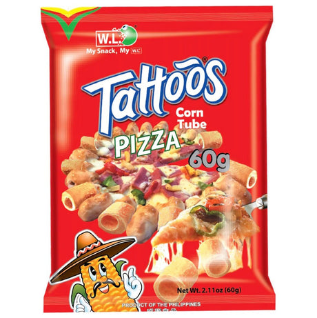 Tattoos Corn Tube Pizza Flavour 60g - Asian Online Superstore UK