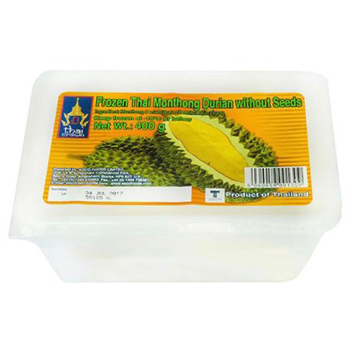 Thai Crown Frozen Monthong Durian Without Seed 400g - Asian Online Superstore UK