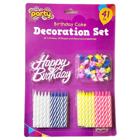 Time to Party Birthday Decorations Set (40 Candles, 1pc Decoration Message) - Asian Online Superstore UK