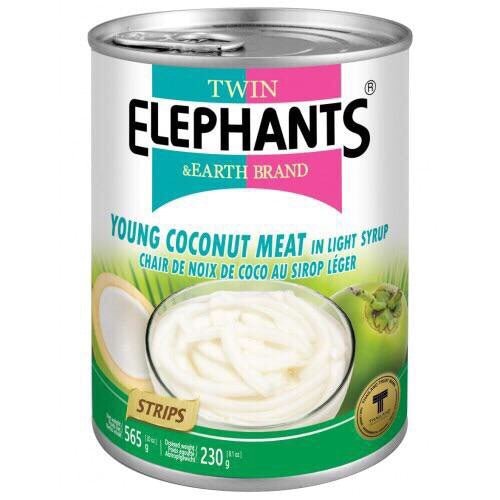 Twin Elephants Young Coconut Meat in Syrup (Strips) 565g - Asian Online Superstore UK
