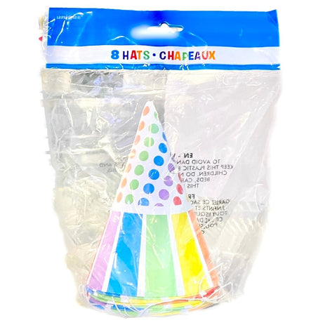 Unique Rainbow & Dots Party Hats (8 Hats) - Asian Online Superstore UK